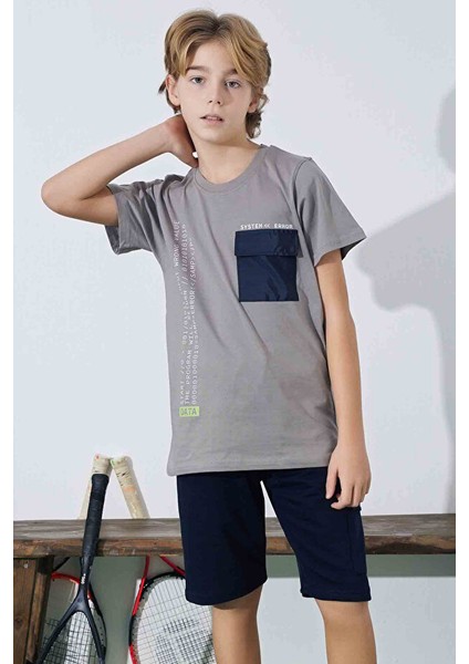 Erkek Çocuk Sportswear Cepli T-Shirt Sweatshirt Alt Bisiklet Yaka Orta Kalın Pijama TAKIMI-3962 indirimleri