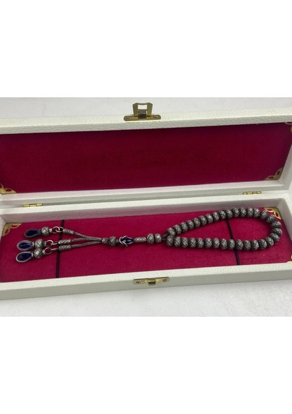 Trabzon El Işçiliği Kazaz Tesbih - Oksit Kaplama, 1000 Ayar Gümüş, Doğal ve Zarif 44 Gram 23 cm fiyatları