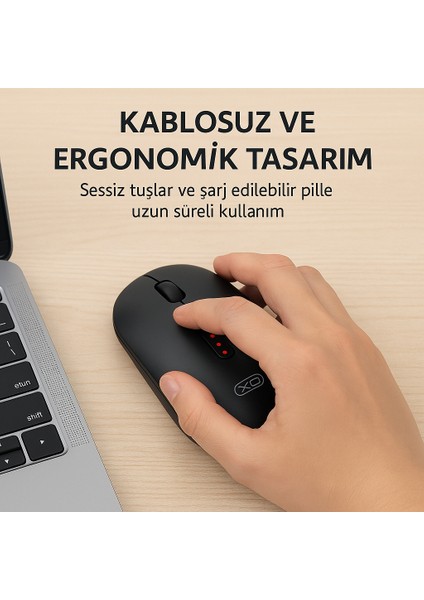 M13 Kablosuz Mouse – Sessiz, Type-C Şarjlı 3 Kademeli Dpı Ayarlı Ergonomik Tasarım Aerodinamik Mouse fırsatları