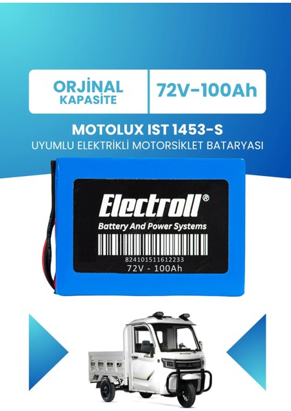 Motolux Ist 1453-S Uyumlu Batarya Lifepo4 72V 100AH Elektrikli Motorsiklet Bataryası