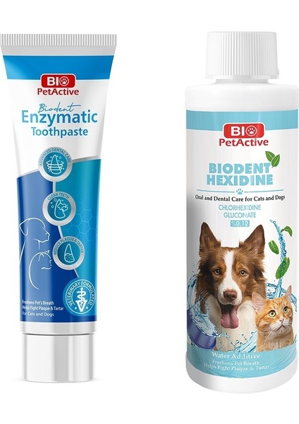 Bio Petactive Biodent Enzymatic Köpek Diş Macunu 100 ml + Biodent Hexidine 250 ml 2 Li Set