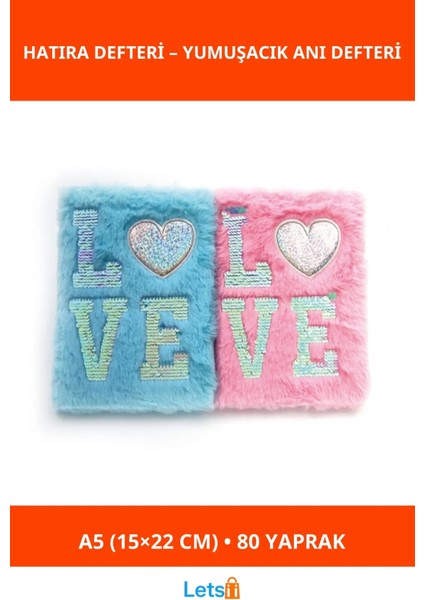 Love Tasarımlı Yumuşak Peluş Hatıra Defteri A5