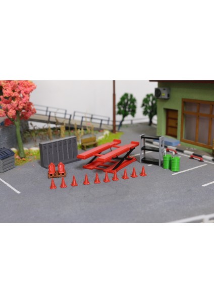 1:64 Ölçek Garaj Diorama Aksesuar Seti 3 modelleri