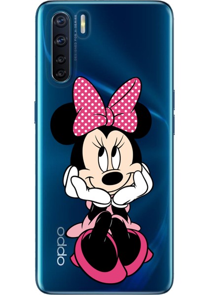 Oppo A91 Uyumlu Kılıf Silikon Desenli Resimli Kapak Minnie Karakter