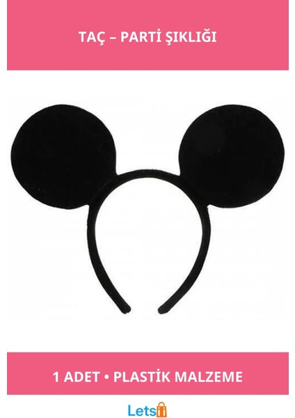 Mickey Mouse Tacı Parti Eğlencesi Siyah Kulaklı Tacı