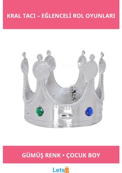 Gümüş Renk Plastik Kral Tacı Çocuk