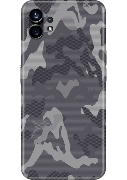 Nothing Phone 1 Uyumlu Kılıf Resimli Desenli Silikon Gri Kamuflaj