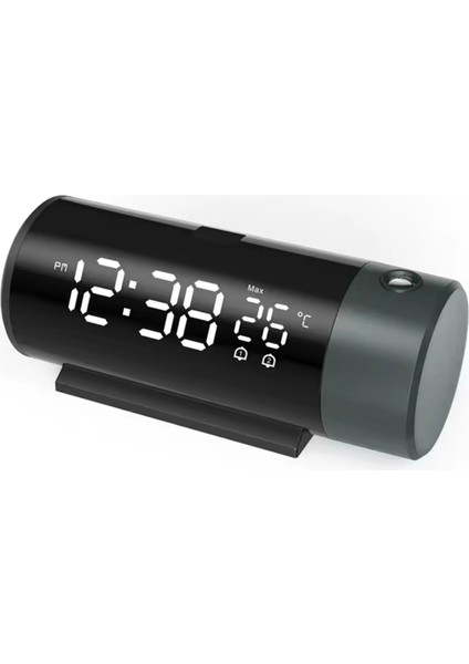 Projeksiyonlu Dijital Çalar Saat Çift Alarm Termometre 180° Döner Kırmızı Projeksiyon Otomatik Parlaklık USB Telefon Şarjı