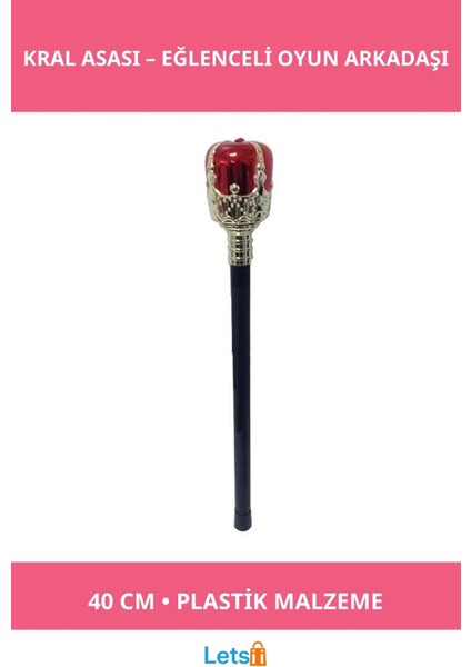 Kırmızı Plastik Kral Asası 40 cm