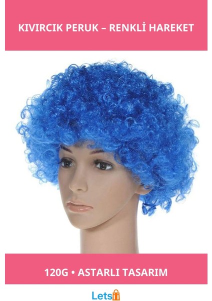 Mavi Renk Kıvırcık Peruk Doğal Görünüm ve Rahatlık