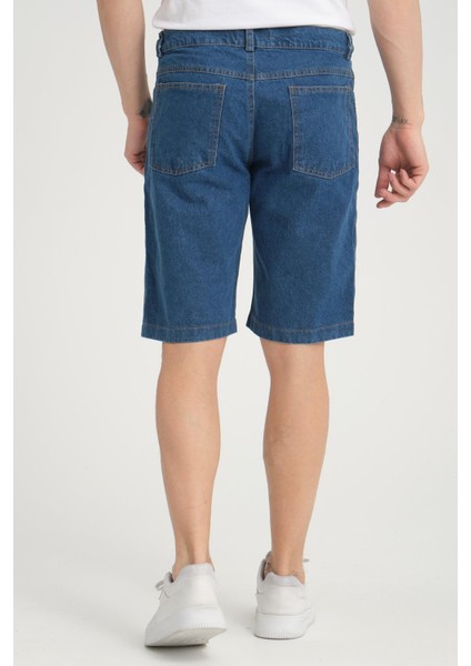 R-4387 Fermuarlı Yıkamalı Kot Şort