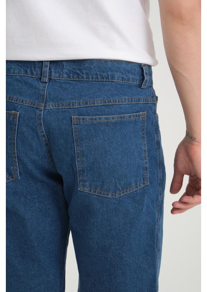 R-4387 Fermuarlı Yıkamalı Kot Şort