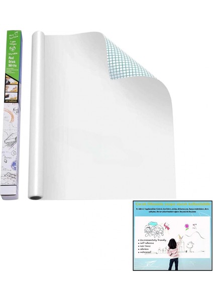Yapışkanlı Beyaz Tahta Pvc Folyo Sticker - Kalem 60X200CM (K95)