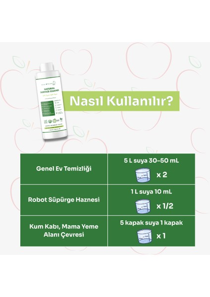 Organik Elma Sirkeli %100 Doğal Çok Amaçlı Yüzey Temizleyici , Konsantre, Vegan, Çevre Dostu, 500 ml fırsatları