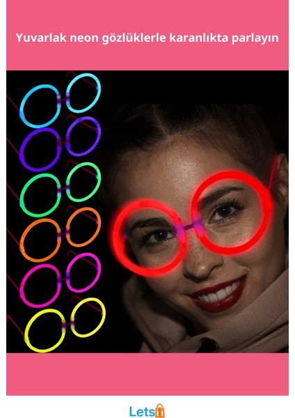 Glow Stick Yuvarlak Parti Gözlüğü 6'lı Set fiyatları