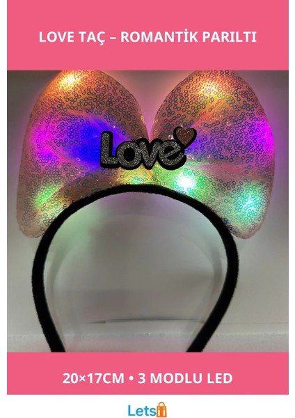 LED Işıklı Love Taç Romantik Aksesuar 20X17 cm