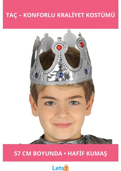 Gümüş Kumaş Çocuk Kral Tacı Şık ve Zarif Aksesuar