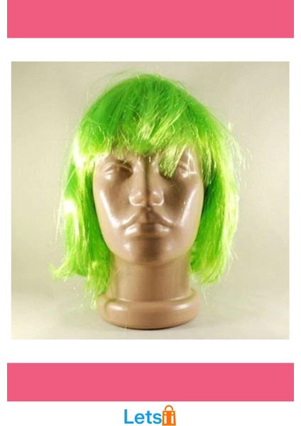 Yeşil Renk Parti Peruk 30 cm Sentetik Saç indirimleri