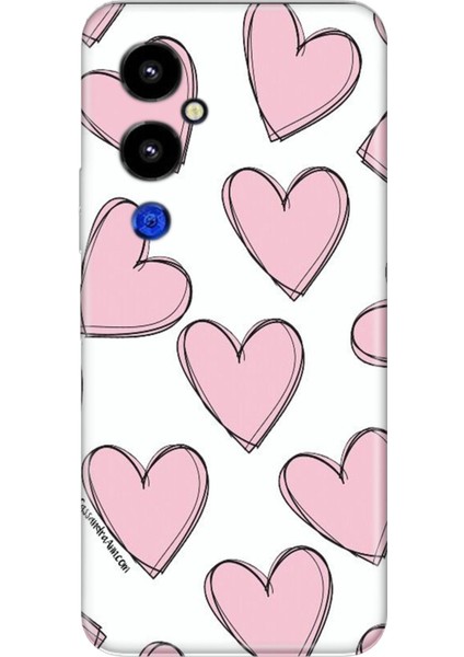 Tecno Pova 4 Pro Kılıf Silikon Desenli Resimli Uv Kapak Pembe Çizgili Kalpler