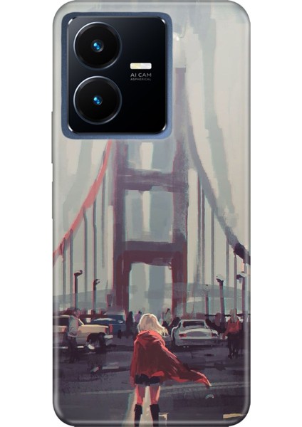 Vivo Y22S - Y35 Uyumlu Kılıf Silikon Desenli Resimli Kapak Kırmızılı Kadın