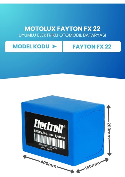 Motolux Fayton Fx 22 Uyumlu Batarya Lifepo4 60V 32AH Elektrikli Motorsiklet Bataryası fiyatları
