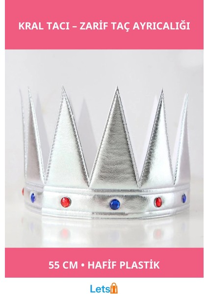 Yumuşak Gümüş Kral Tacı 55 cm Eğlenceli Aksesuar