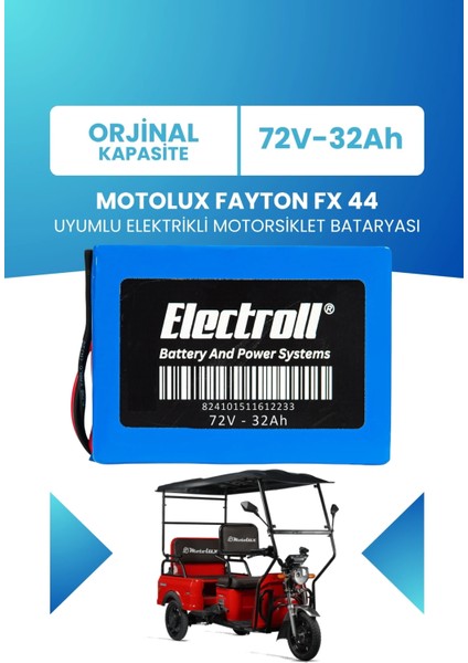 Motolux Fayton Fx 44 Uyumlu Batarya Lifepo4 72V 32AH Elektrikli Motorsiklet Bataryası