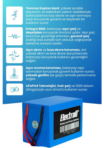 Motolux Fayton Fx 44 Uyumlu Batarya Lifepo4 72V 32AH Elektrikli Motorsiklet Bataryası modelleri