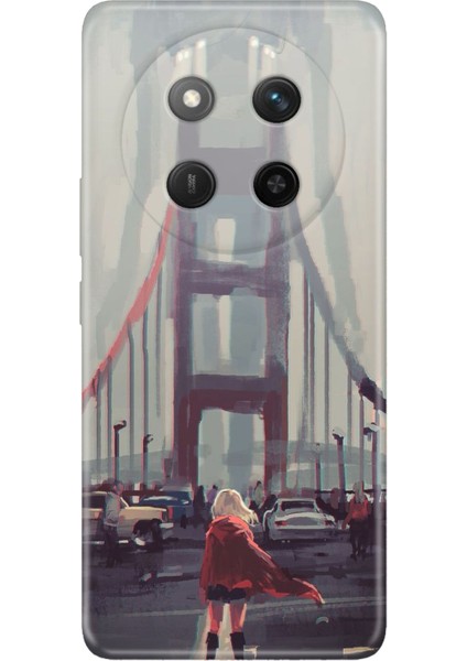 Honor X60 Pro - X9C 5g Kılıf Dekoratif Silikon Baskılı Kapak Kırmızılı Kadın