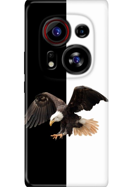 Tecno Phantom X2 Pro Kılıf Desenli Silikon Baskılı Siyah Beyaz Parçalı