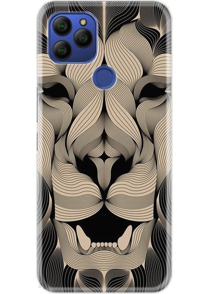 General Mobile Gm 21 Uyumlu Kılıf 0.4mm Lazer Kesim Silikon Kapak Altın Aslan Mandala