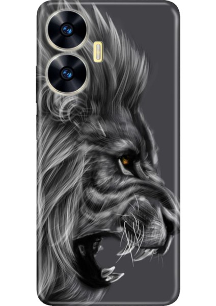 Realme C55 Kılıf Silikon Desenli Resimli Uv Kapak Kara Aslan