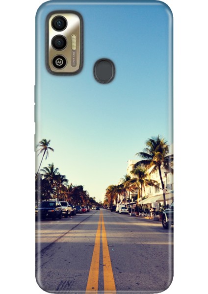 Tecno Spark 7t Uyumlu Kılıf Silikon Desenli Resimli Kapak Miami Sunset