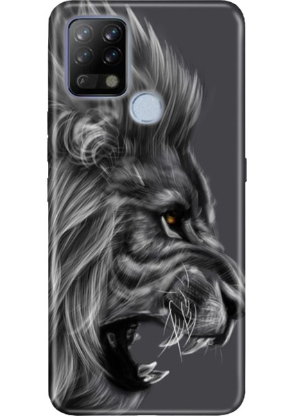 Tecno Pova Kılıf Silikon Moderna Desenli Kara Aslan