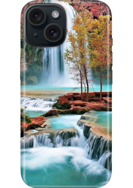 iPhone 14 Uyumlu Kılıf Desenli Baskılı Silikon Şelale