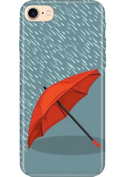 iPhone 7 8 Se 2020 2022 Uyumlu Kılıf Desenli Baskılı Silikon Kırmızı Şemsiye