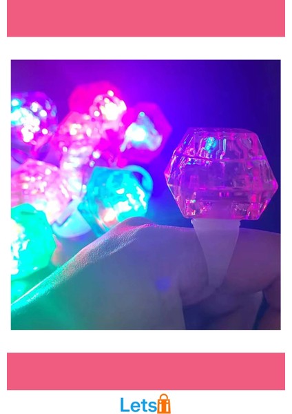 Kristal Tasarımlı LED Işıklı Mor Yüzük modelleri