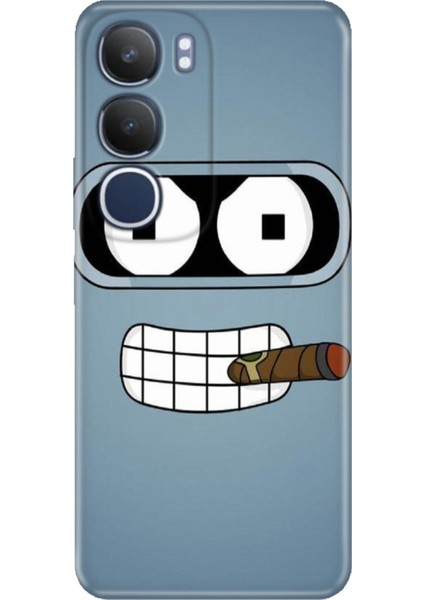 Vivo Y19S Kılıf Vivo Y19S Dekoratif Silikon Baskılı A58 Kapak Robot Smoke