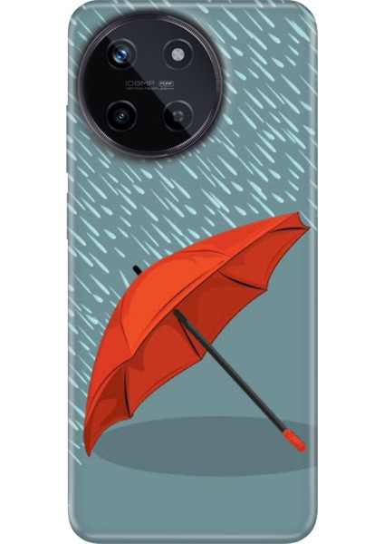 Realme 11 4g Uyumlu Kılıf Desenli Baskılı Silikon Kırmızı Şemsiye