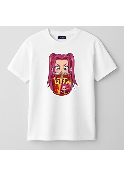 Kpop Demon Hunters Huntrix Mira Kısa Kollu Baskılı Kız Çocuk Tişört (4-13 Yaş)