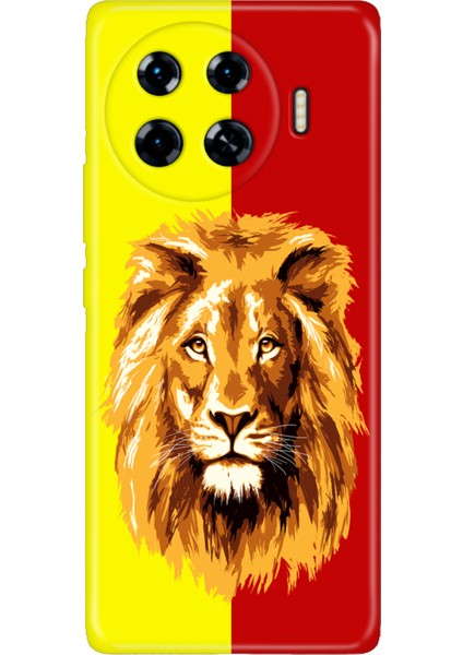 Tecno Spark 20 Pro Plus 6.78INC Kılıf Renkli Silikon Baskılı Tpu Sarı Kırmızı Parçalı Aslan