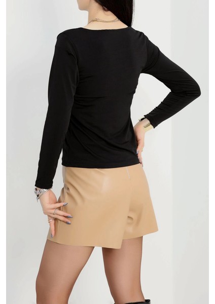 U yaka kaşkorse bluz siyah A132 fiyatları