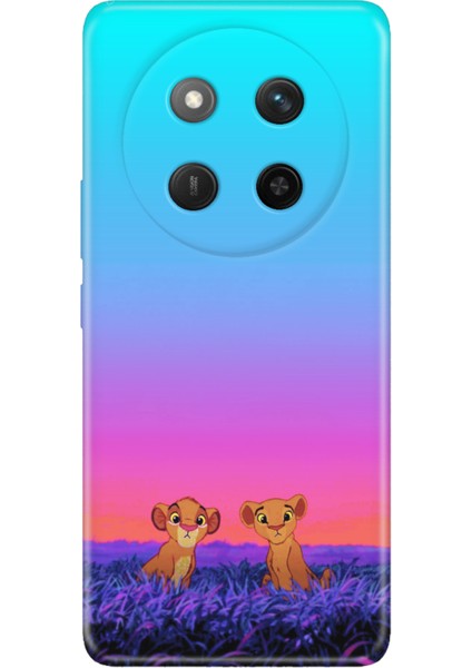 Honor X60 Pro - X9C 5g Kılıf Dekoratif Silikon Baskılı Kapak Junior Aslanlar