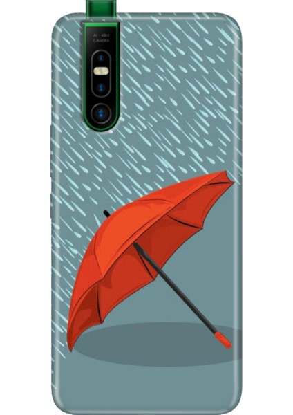 Infinix S5 Pro Kılıf Silikon Desenli Infinix S5 Pro Kırmızı Şemsiye