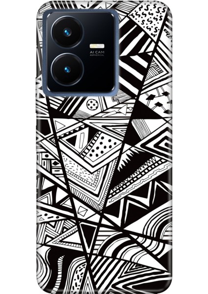 Vivo Y22S - Y35 Uyumlu Kılıf Silikon Desenli Resimli Kapak Siyah/beyaz