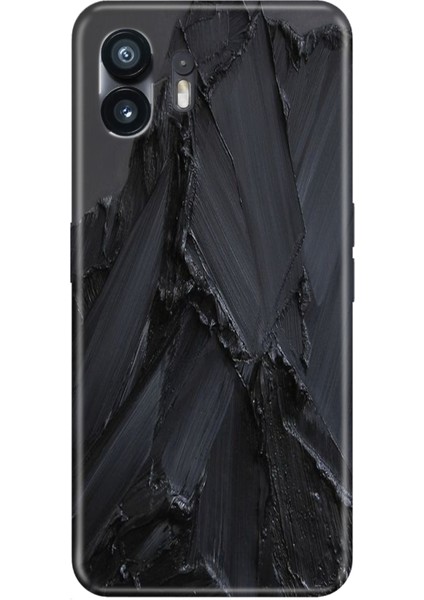 Nothing Phone 2 Uyumlu Kılıf Şeffaf Baskılı Silikon Resimli Siyah Beton
