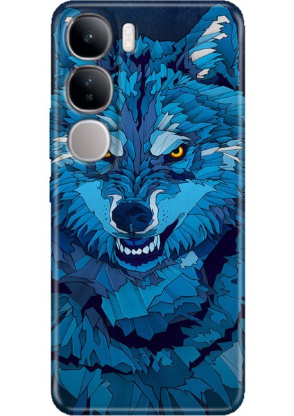 Vivo V40 Lite Kılıf V40 Lite Desenli Tpu Silikon Baskılı Mavi Çizim Kurt