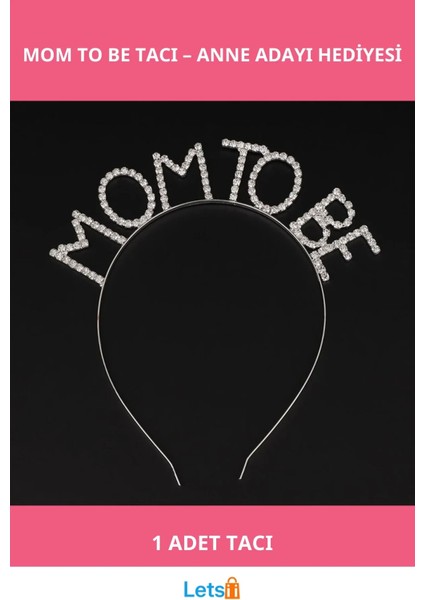 Kristal Taşlı Gümüş Renk Anne Adayı Tacı Mom To Be