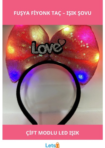 LED Işıklı Fuşya Fiyonk Taç