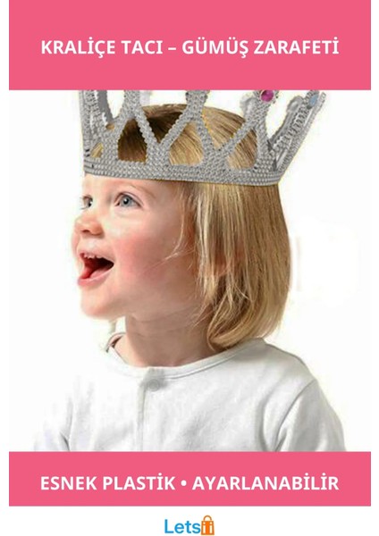 Gümüş Renk Kraliçe Tacı Yumuşak Esnek Plastik